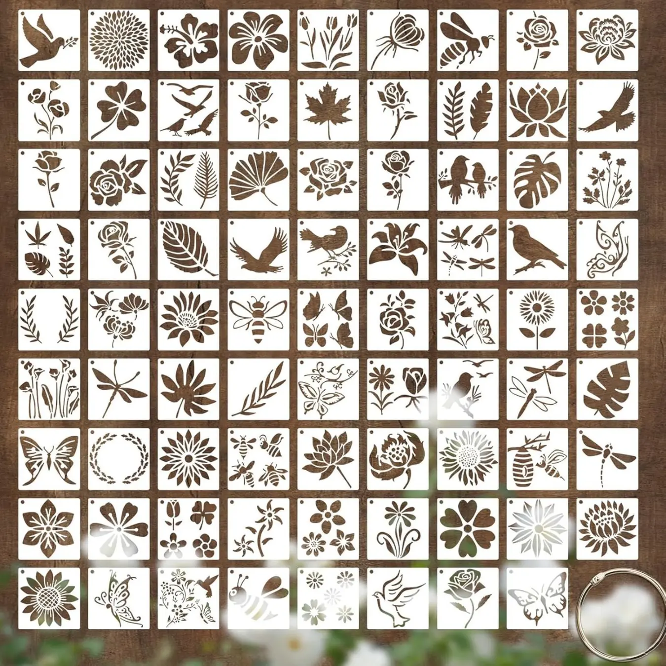 80 Pieces Botanical Stencils Set, Reusable Butterfly & Flower Painting Templates for Painting on Wood DIY Craft Paint Template for Wall Home Decor Card Rock Canvas Drawing Holiday