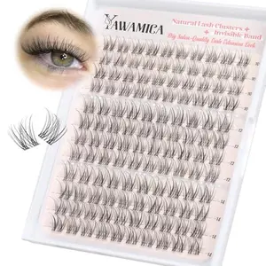 Natural Lash Clusters Clear Band Eyelash Clusters 10-14mm Lash Extension Wispy Individual Lashes C Curly Cluster Lashes DIY Cluster Eyelash Extensions Natural Look by Self (Venus)
