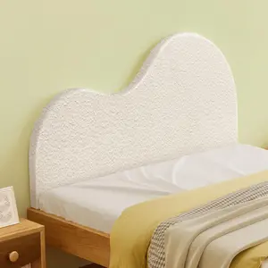 Cloud-Shaped Headboard Pillow with Gap Filler, 2-in-1 Soft Teddy Fabric Headboard Cushion for Bed, No-Gap Design, Comfortable Back Support & Bedroom Decor