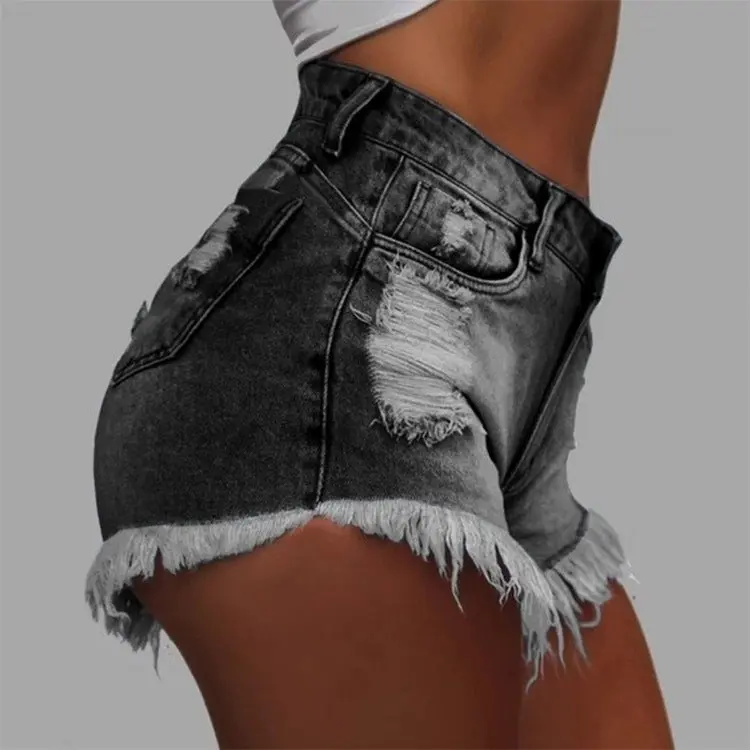 High-Waisted Ripped Denim Shorts for Women