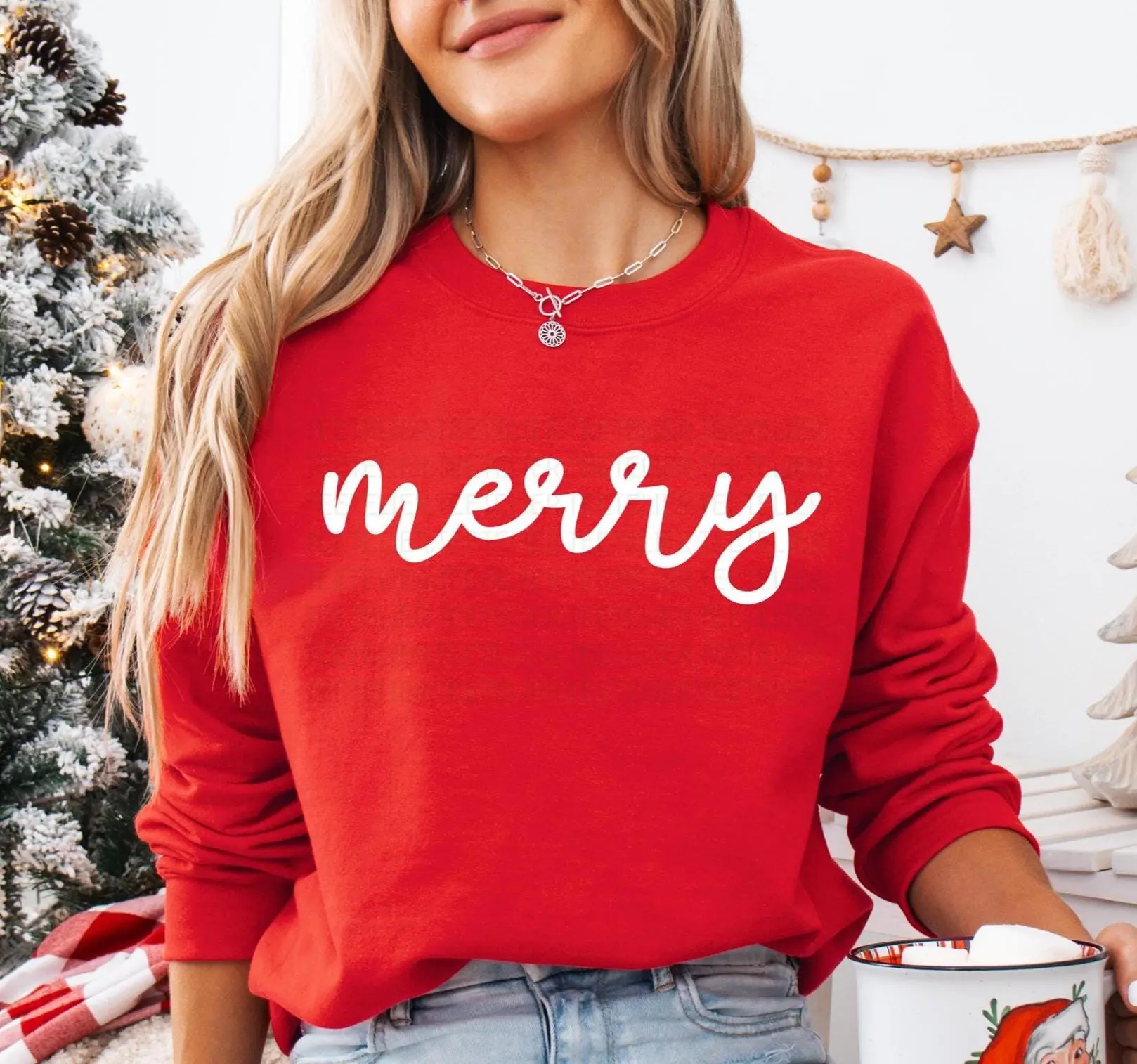 Merry Sweatshirt Merry Christmas Sweatshirt Womens Christmas Sweatshirts Festive Holiday Sweater Matching Xmas Sweatshirt