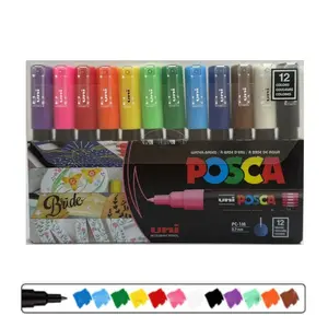 Mitsubishi 1M12 color marker pen set, fine tip pen, marker pen, drawing pen, POP poster advertising pen, professional drawing marker pen for graffiti art students