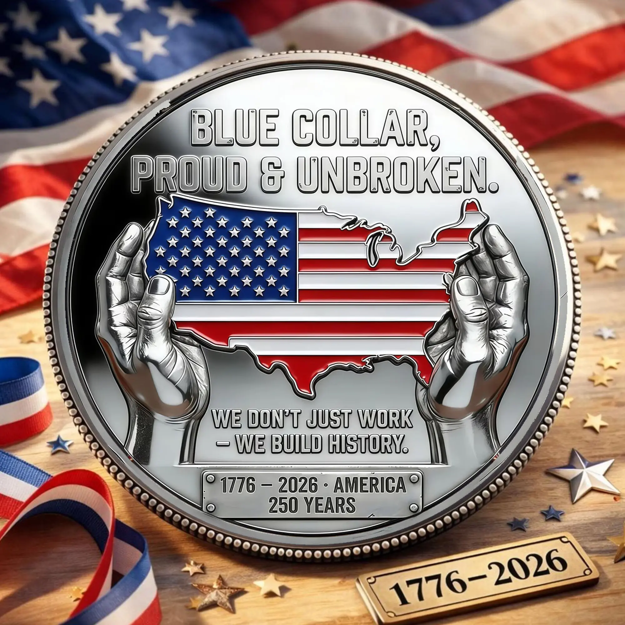 USA 250th Anniversary Freedom Coin, July 4th Souvenir Challenge Coin Gift for Veterans, Military Families and Patriotic Americans