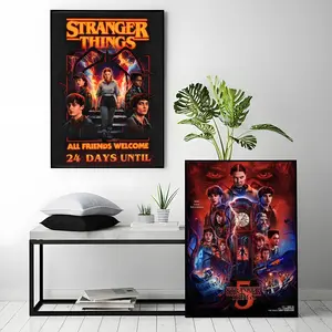 tv series Stranger Things Poster HD Heavy-Duty Self-Adhesive Waterproof Wall Decor – Tool-Free Install, Durable & Reusable Conceals Wall Flaws | Elevates Home Style | Ideal for Living Rooms, Bathrooms & Kitchens