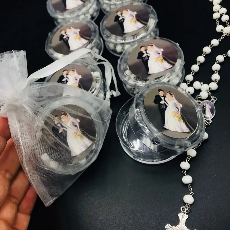 12pcs White Wooden Rosary Set - Minimalist Religious Home Decor, Rosary Souvenir, Wedding Favors with Included White Bags