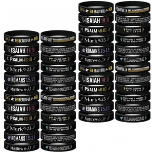 Bible Verse Silicone Rubber Bracelet, 12/24 Pcs Christian Inspirational Daily Religious Wristband for Men Women Encouragement Boy Christmas Thanksgiving Day Birthday Gift