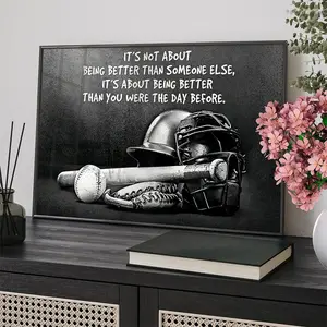 Baseball-themed decorative poster—an inspirational sports-style canvas print suitable for wall decor in bathrooms, bedrooms, living rooms, and homes.