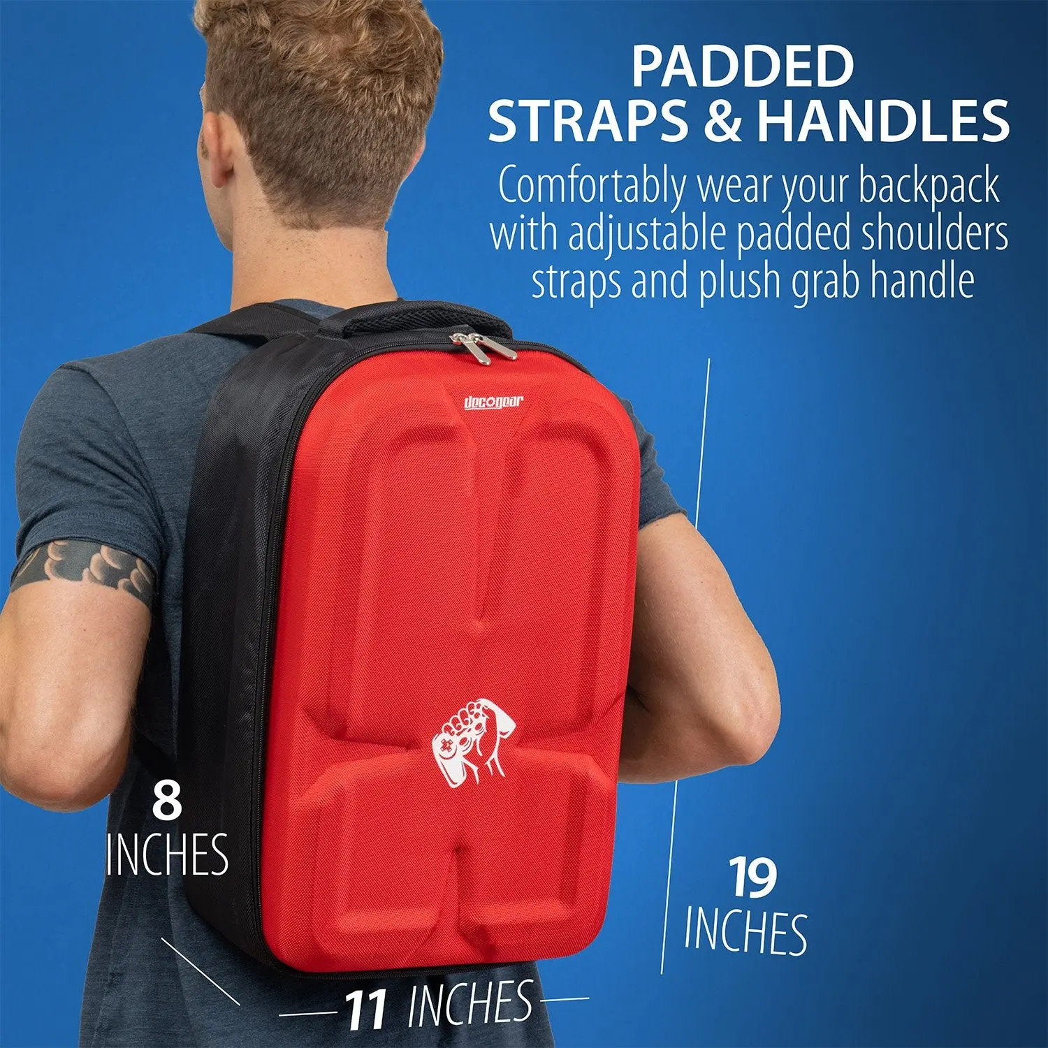 Deco Gear Travel Bag Backpack for Xbox Series X Gamers & Adults - 19x11x8 in Tough Hardshell Shell, Adjustable Strap, Carry Handle, Plush Grab Handle, Multi-Compartment Secure Console & Gaming Accessories Storage