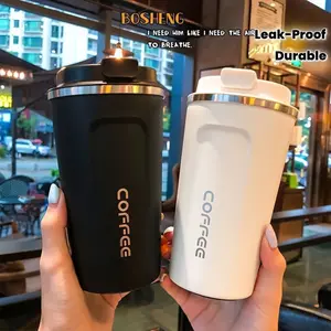 Vacuum Insulated Coffee Travel Mug, Leak-Proof Double-Walled Stainless Steel Reusable Thermos with Matte Finish - Keeps Hot/Cold Drinks Temperature for Hours, High-Quality Gift for Coffee & Tea Lovers, Durable Beverage Container, Essential for