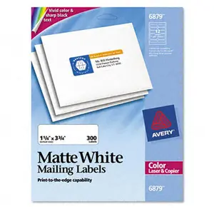 Avery Laser Labels for Color Printing 1-1/4 x 3-3/4 White 300 Pack