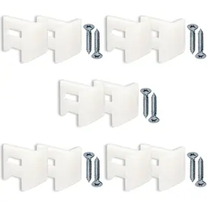 Generic 10 Pcs N7015 Plastic Door Bottom Guide Kits Replacement, 5 Sets, White