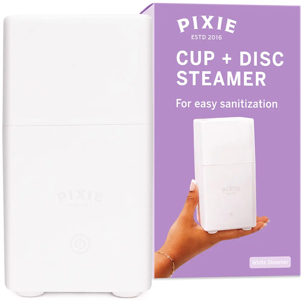 Pixie Menstrual Cup Sterilizer - Ranked 1 for The Best Steamer - Kills 99.9% of Germs with Cleaner Steam - Wash Your Period Cup or Disc in 3 Minutes! - Automatic Timing Shut-Off Switch