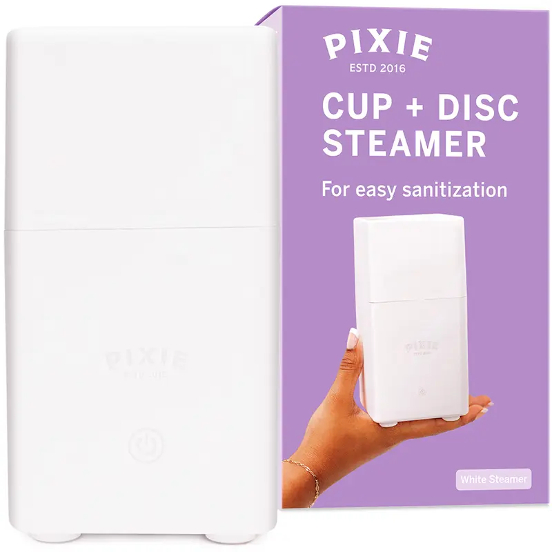 Pixie Menstrual Cup Sterilizer - Ranked 1 for The Best Steamer - Kills 99.9% of Germs with Cleaner Steam - Wash Your Period Cup or Disc in 3 Minutes! - Automatic Timing Shut-Off Switch