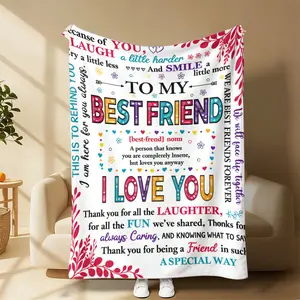 To My Best Friend Colorful Quote Flannel Blanket, Heartfelt Friendship Throw, Ultra-Soft Cozy Plush Blanket, Perfect Birthday, Christmas & All Occasion Gift for Your BFF & Chosen Sister