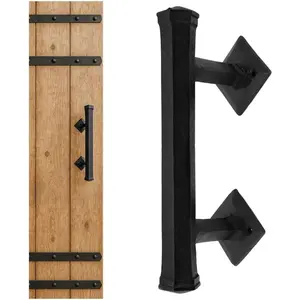 Colonial Medieval Hand-Forged Iron Barn Door Handle Pull (1 Pc) | (2 in × 9 in) Black Vintage Gate & Cabinet Handle Heavy-Duty Rustic Farmhouse & Gothic Handle