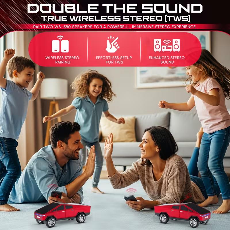 Bluetooth Pickup Truck Replica Portable Speaker,with Display Screen,HD Sound, TWS Pairing, FM Radio,Built-in Microphone Hands-Free Calling, LED Party Light, Surprise Gift for Car Lovers,Unisex: The Best Gift for 2026  Audio Wireless Stereo Usb Colorful
