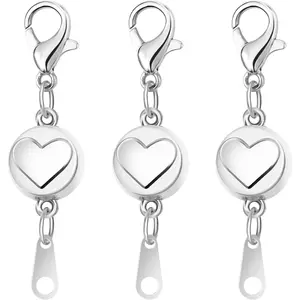 Sterling Silver Magnetic Clasps, S925 Jewelry Connectors, Magnetic Necklace Clasps and Closures,Gold and Silver Magnetic Clasp Converter for Jewelry Making Supplies (3silver)