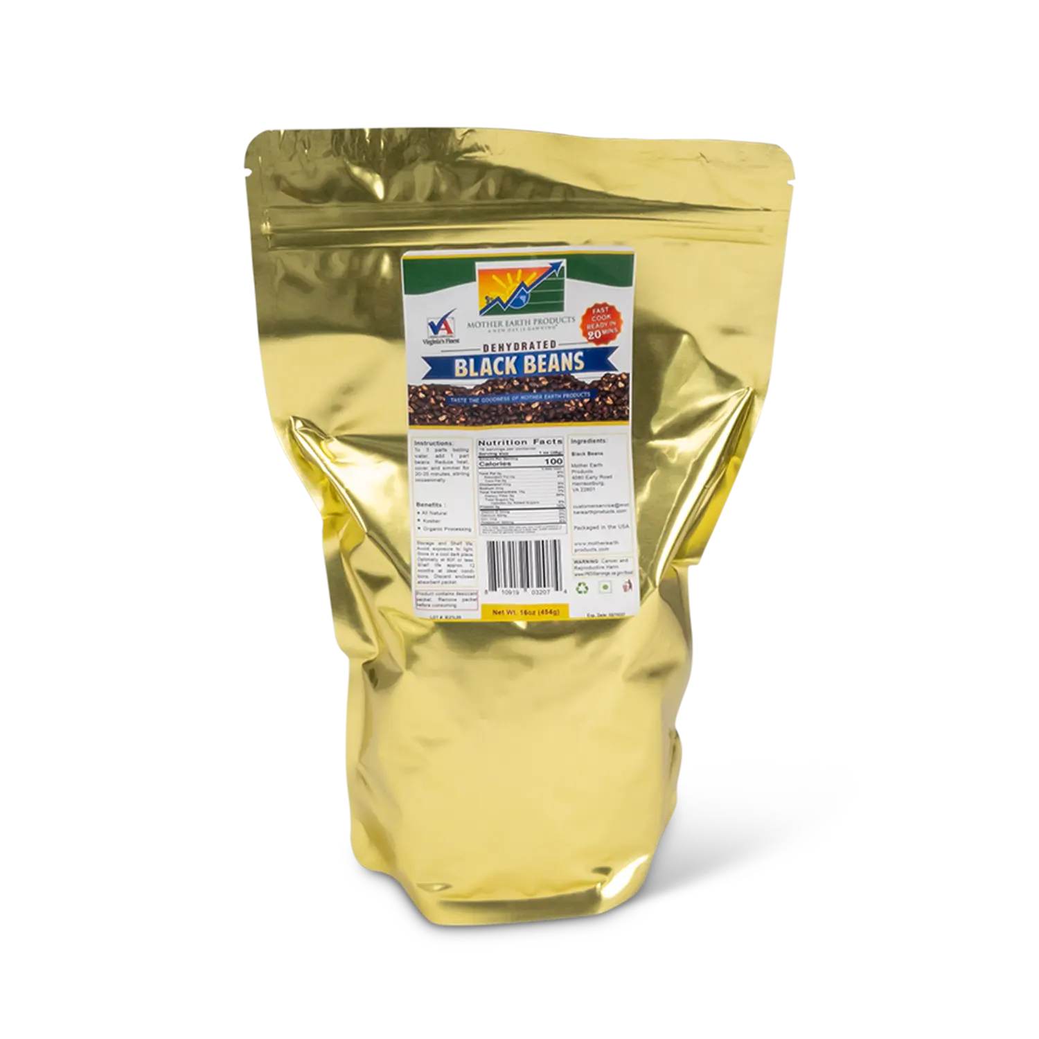 Instant Black Beans  - Quart Mylar