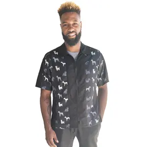 420 - Mens Terrier Print Accent Water Resistant Hair Resistant and Bleach Resistant Grooming Jacket