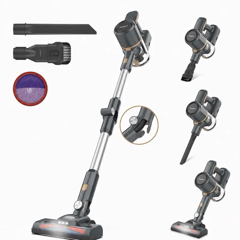 POWEART N7P Cordless Vacuum Cleaner - 6-in-1 Lightweight Stick & Handheld Vacuum (black)