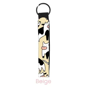 abbyrose Crazy Cows Wristlet Key Chain Beige
