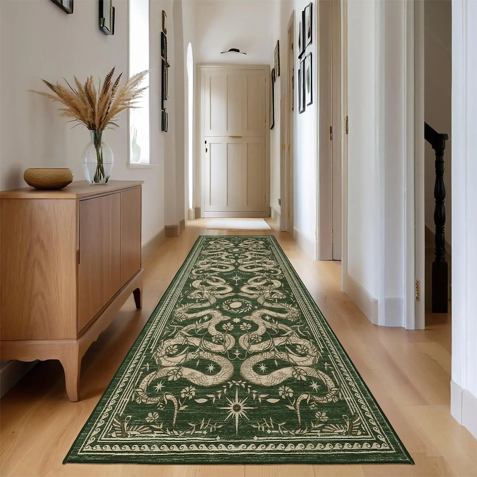 Snake Print Rug Washable Animal Print Rug with Non-slip Backing Low Pile Non-linting Rug for Bedroom Living Room Office