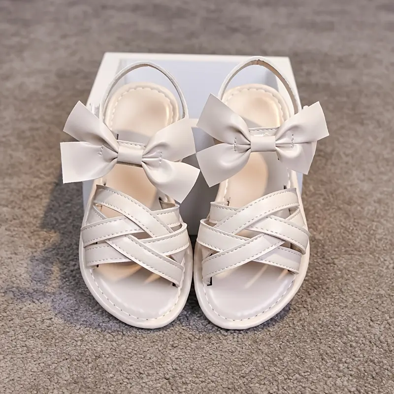 Girls' Open Toed Bow Sandals with Flexible Non-Slip Rubber Sole, Summer Shoes for Outdoor Daily Wear and Beach, Open Toed Sandals, Flexible Sole, Prop 65 Safe, Soft Rubber, Slip Resistant, Outdoor Beach, Kid Size Sandals & Flip Flops, Bow Decoration