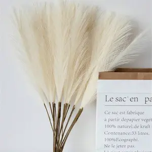 5pcs Pampas Grass Artificial Reed Decor, Fake Indoor Plants, Natural Elegant Simulated Texture, Window Display Wedding Party Decoration, Cafe Living Room Bedroom Flower Arrangement, Indoor Faux Plant