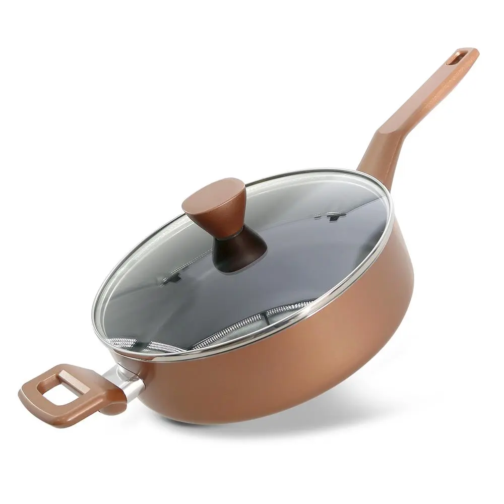 NutriChef 3Qt Sautepan Pot with Lid | Nonstick Cooking Pot with Heavy Duty Handle - Gas, Electric & Ceramic Compatible Cooktops - Easy Clean Kitchen Cookware