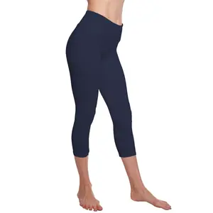 Women's Bamboo Viscose-Cotton Capri Leggings, Sporty Sports Bottoms for Active Wear