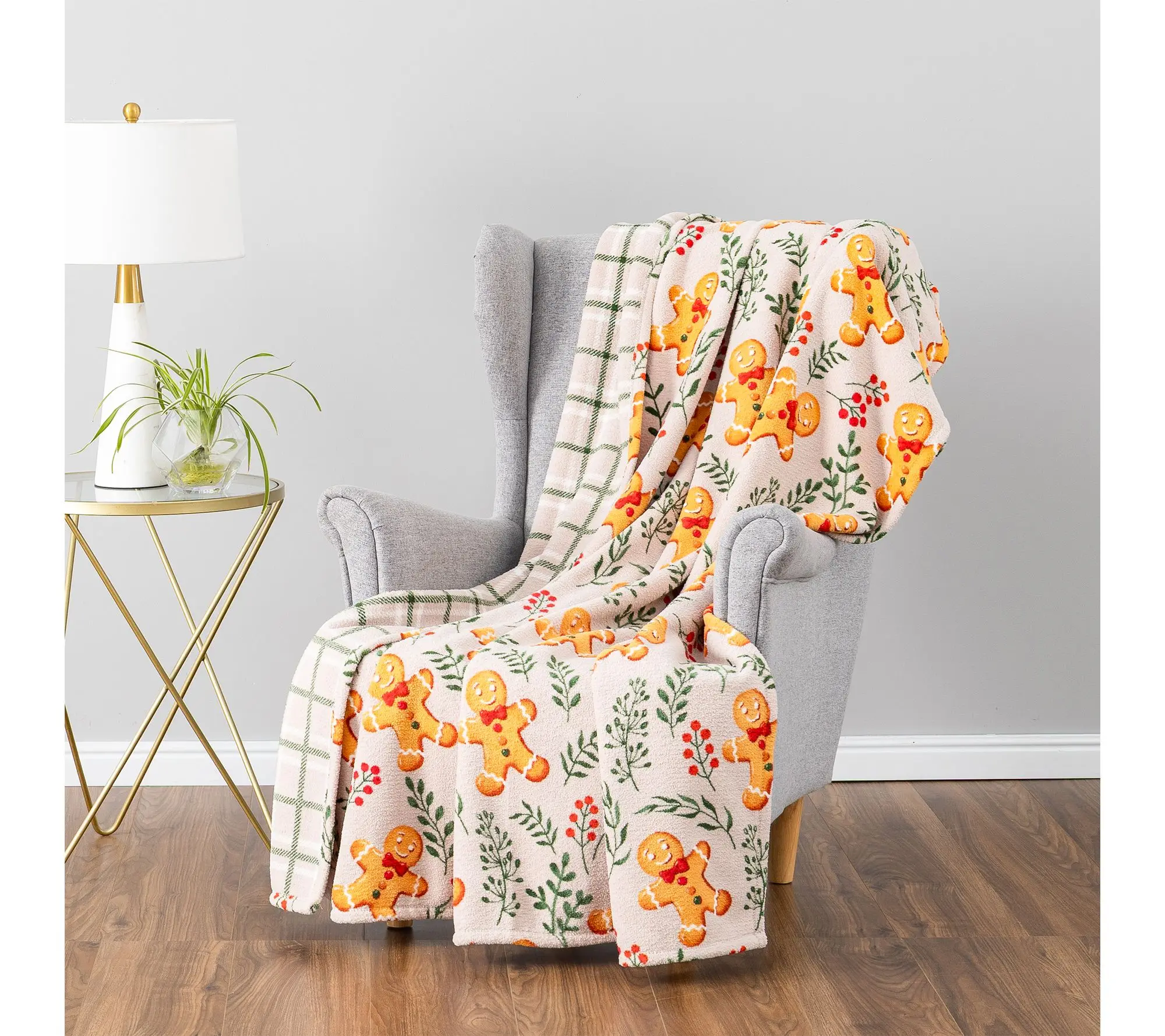 Berkshire 60x70 Reversible Holiday Twin Print Plush Throw