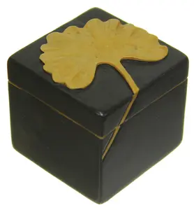 Ginkgo Leaf Soapstone Trinket Decor Box