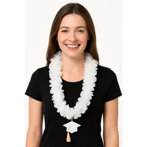 White Graduation Celebration Lei Necklace