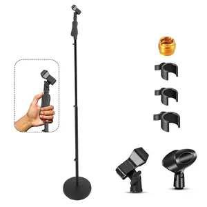 5 Core Microphone Stand Universal Floor Height Adjustable 35 to 57" Round Base Mic Stands Quick Sett