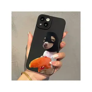 Cartoon Dog Pattern Phone Case, Full Body Shockproof Phone Protective Cover, Fashion Unique Phone Accessories Compatible With IPhone 11 12 13 14 15 16 Pro Max/Pro/Plus Funny Stickers Black