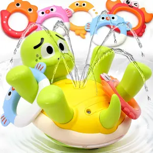 Baby Bath Toys, Rechargeable Turtle Bath Toy Sprinkler for Toddler with 5 Rings, Bathtub Fountain Spray Toy,Pool Water Bath Toys for Kids Ages 1-3, Boys Outdoor Water Table Toy Birthday Gifts