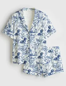 Women's Dachshund Dog Sausage Dog Lover Long Sleeve Satin Pajama Set - including short-sleeve and long-sleeve pajama sets pyjamas sets.