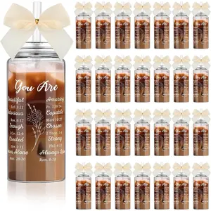 Skylety 36 Pack Christian Gifts Bulk for Mom Teacher Mothers' Day Bible Verse Appreciation Gift Cups Bulk with Lid Straw 13.5 oz Plastic Religious Gifts Tumbler for Mother Teacher Party Favors