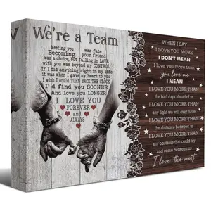 Ideal   We're A Team Couple Painting Canvas  Art Gift  Husband Wife Birthday Anniversary Couple Lover Home  Picture  Bedroom Living Room