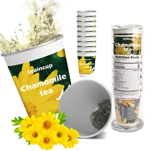 Chamomile Tea 10 Cups, Teaincup Drinkware Portable, Organic Tea at The Bottom of The Cup, Natural Healthy, Friendly and Convenient Cups to Go with Tea, Multi-Scene Use for Home, Party, Travel, Camping & Office