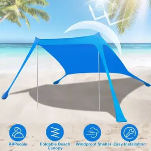 Beach Tents Portable Sun Shade Canopy UPF 50+ Outdoor Sun Shelter, Poles  And Sandbag, For Outdoor, Camping, Backyard And Picnics