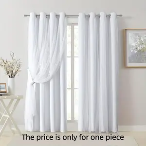 1PC Dual Layer Mesh Curtains, Solid Design, Ideal for Kids' Rooms & Living Spaces, Insulating Light Blocking Decorative Element