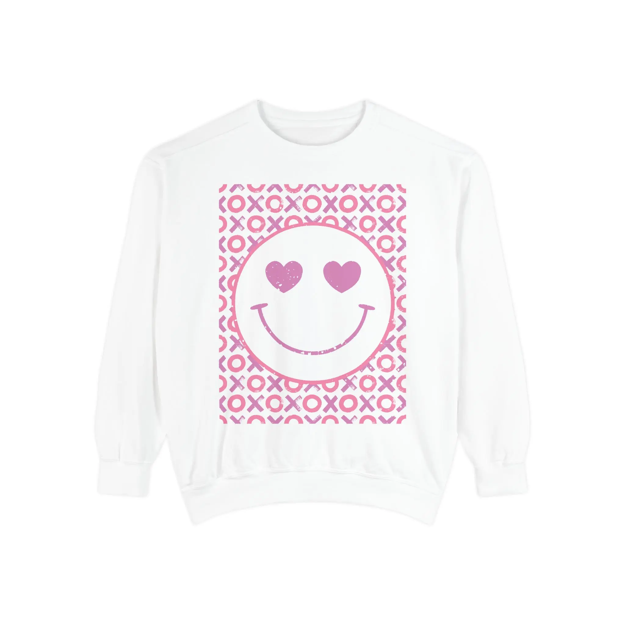 "Fall in Love with Style: Smiley Heart Eyes XO Sweatshirt – Luxurious Comfort You’ll Obsess Over!" Comfy Tops Fleece Cotton Fabric