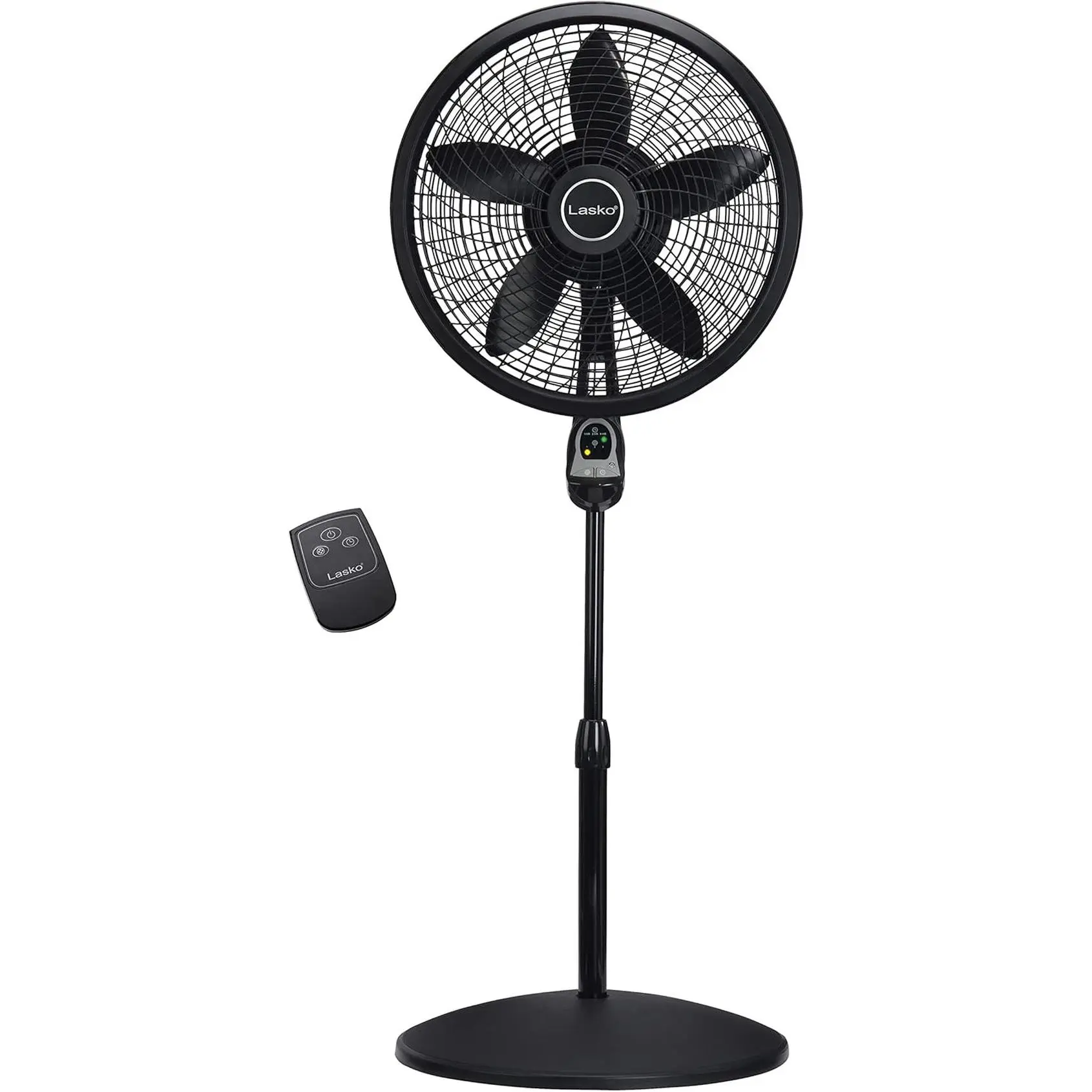 Lasko Cyclone Oscillating Pedestal Fan - Adjustable to 54" - 1843 - Black | Remote Control, Cooling Standing Fan for Bedroom, Living Room, and Home Office, 18" Blade Diameter, 3 Quiet Speeds.