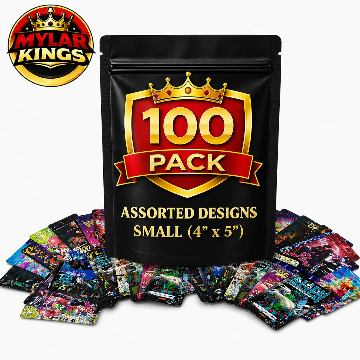 100 Pack Small 4in x 5in Organizer Zip Pouches Assorted Designs