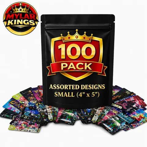 100 Pack Small 4in x 5in Organizer Zip Pouches Assorted Designs