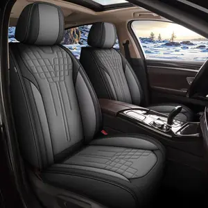 Car Seat Covers Fit for Hyundai Tucson 2010-2024 2025 Full Set Faux Leather Waterproof Car Seat Cover Automotive Cushion Protector with Airbag Compatible(2 Row 5 Seat,Black&Grey)