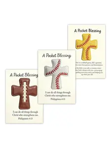 1 Piece Pocket Blessing Pendant - Baseball Cross Style with Exquisite Scripture Card. Compact and Portable, Christian Faith Gift Designed for Sports Enthusiasts, an Inspirational Sports Keepsake for Players and Coaches.