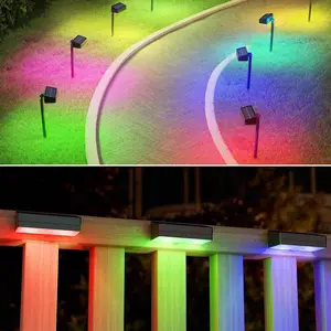 Solar Pathway Lights Outdoor 6 Pack, Color Changing LED Path Lights Waterproof, RGB Solar Fence Light, Multicolor Solar Powered Landscape Lighting for Yard Patio Lawn Walkway Decor