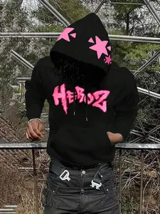 Unisex Hooded Sweatshirt with Star Letter Print, Fashion Streetwear Hip Hop Casual Wear for Fall & Winter